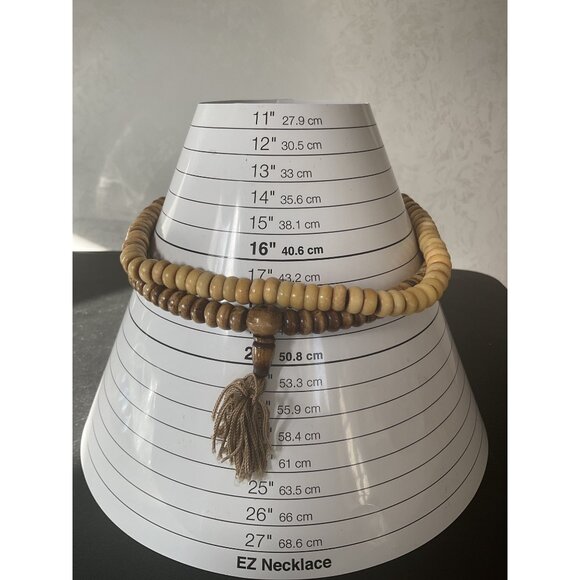 Vintage Wooden Bead Necklace With Tassel - Picture 2 of 4